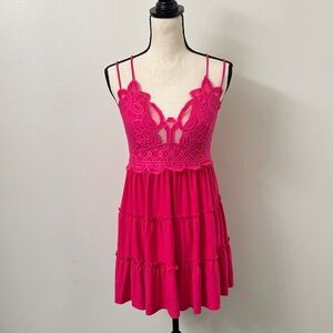 Zenana Vibrant Pink Lace Top